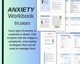 Anxiety Worksheet Journal: CBT Therapy Workbook (Digital Download)