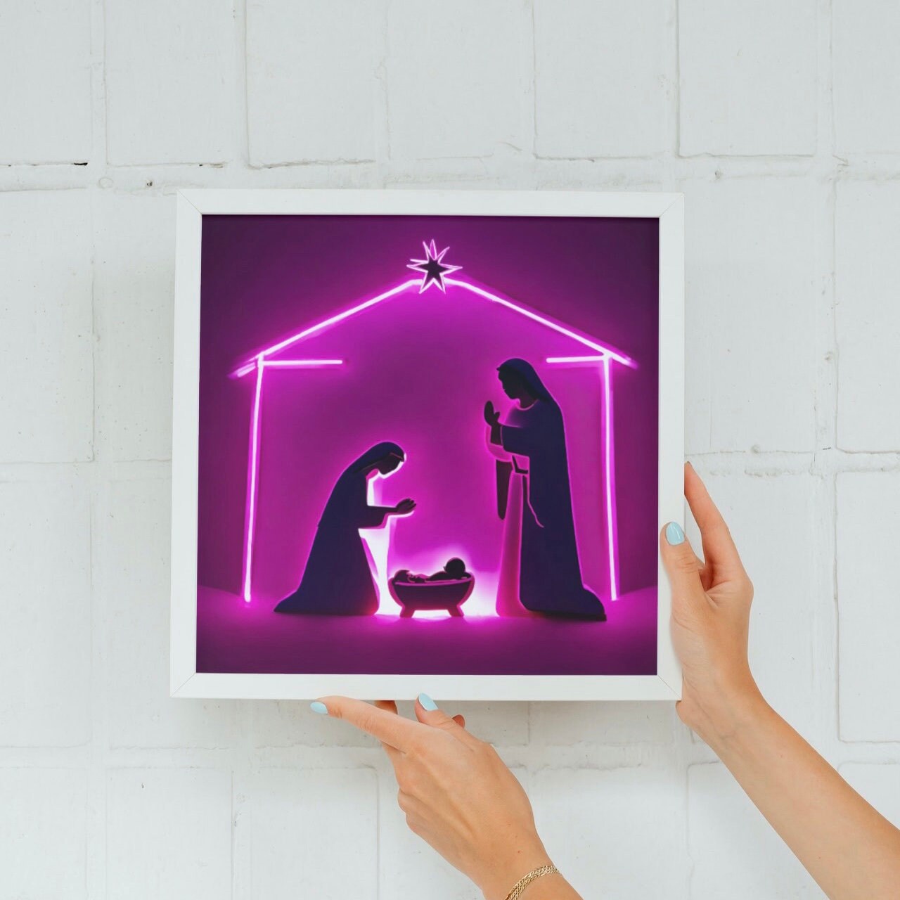 Printable Nativity Scene, Christmas Wall Decor, Christian Wall Art