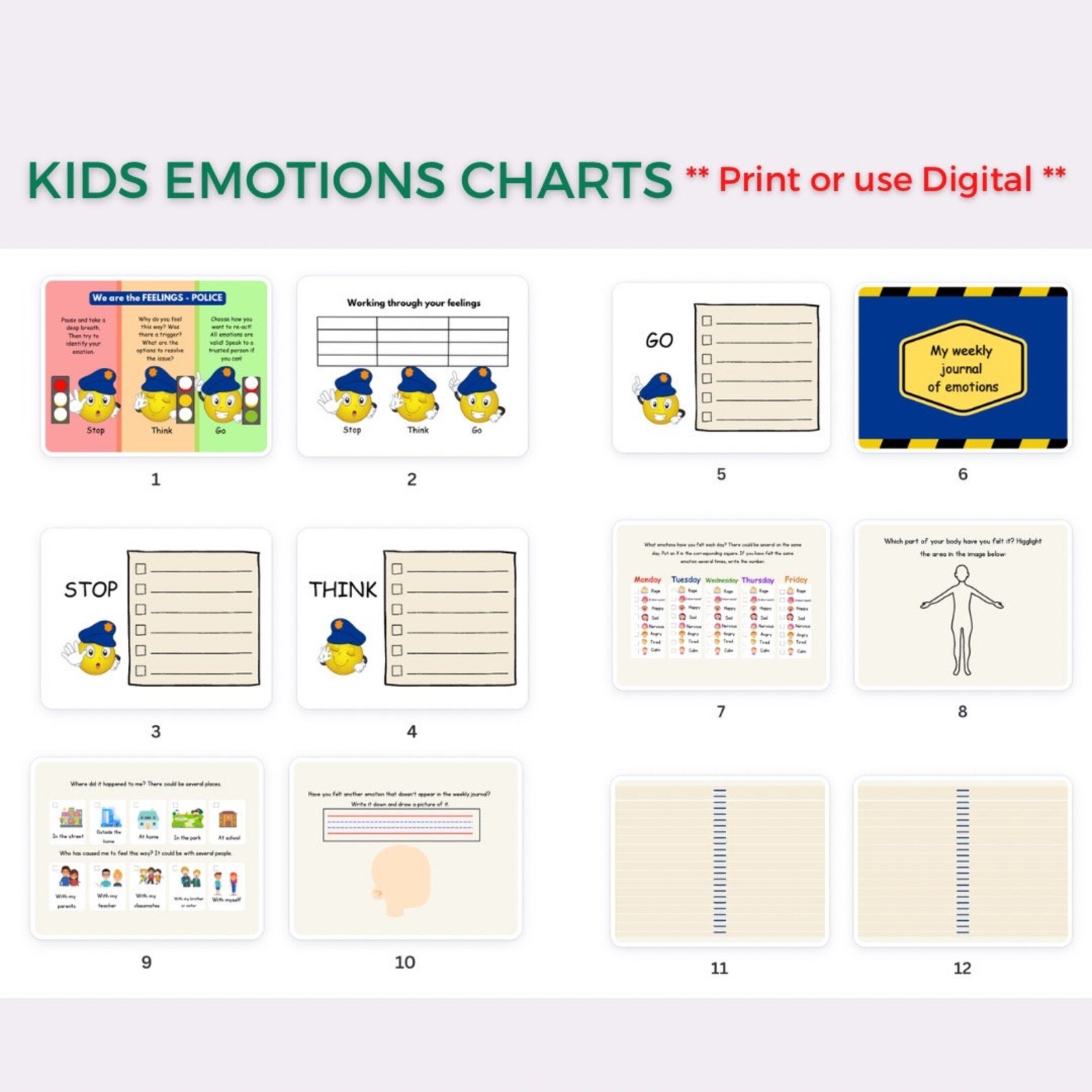 Feelings Chart for Kids, Feelings Thermometer, Zones of Regulation
