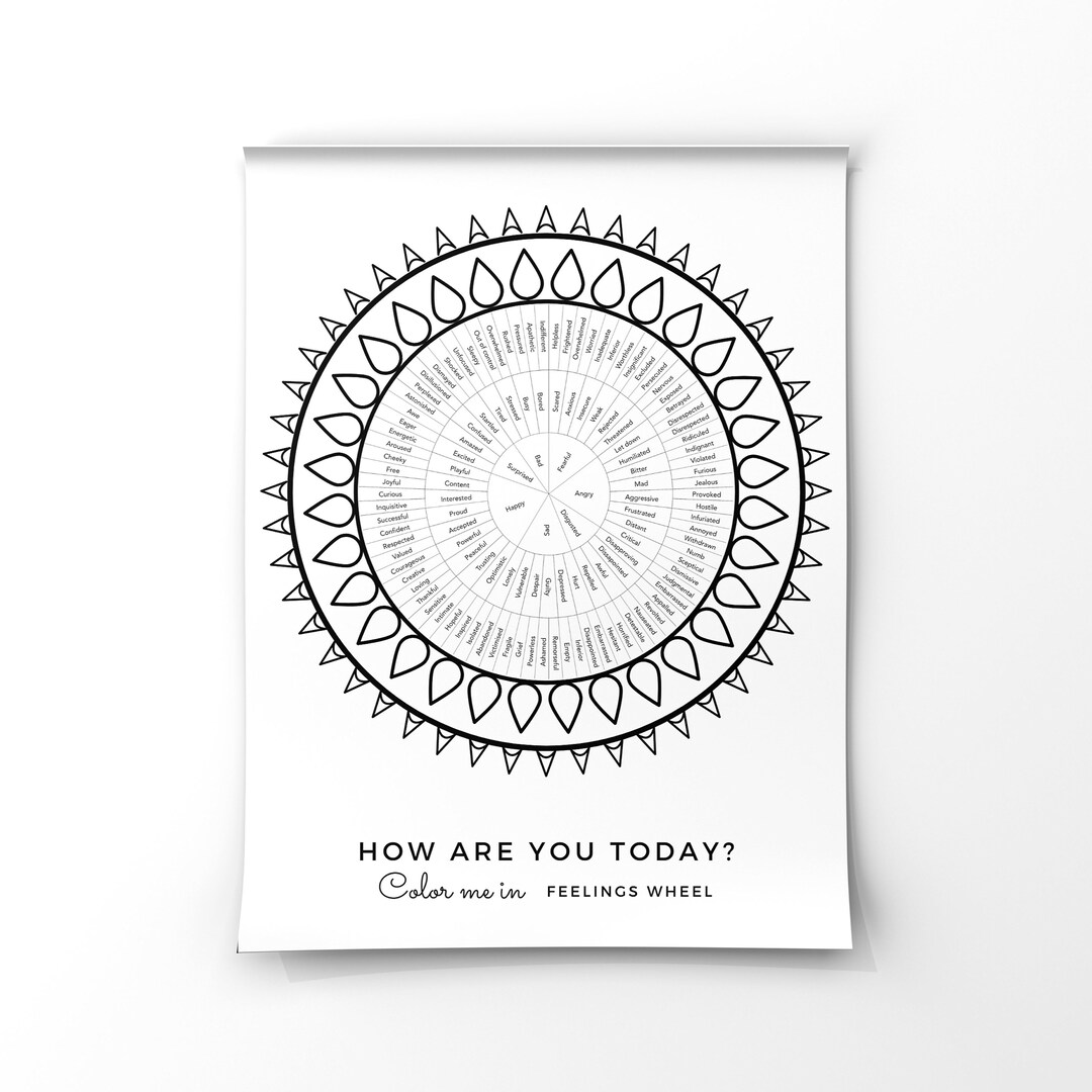 Wheel of Emotions Print Therapist Template Gift Counselor - Etsy