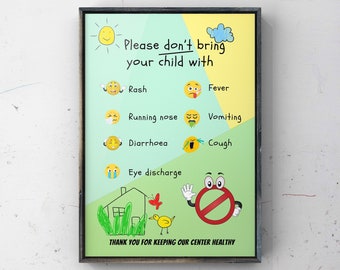 Daycare Sick Policy Poster, Childcare Illness Exclusion Rules, Preschool Health Policy Sign, Printable PDF