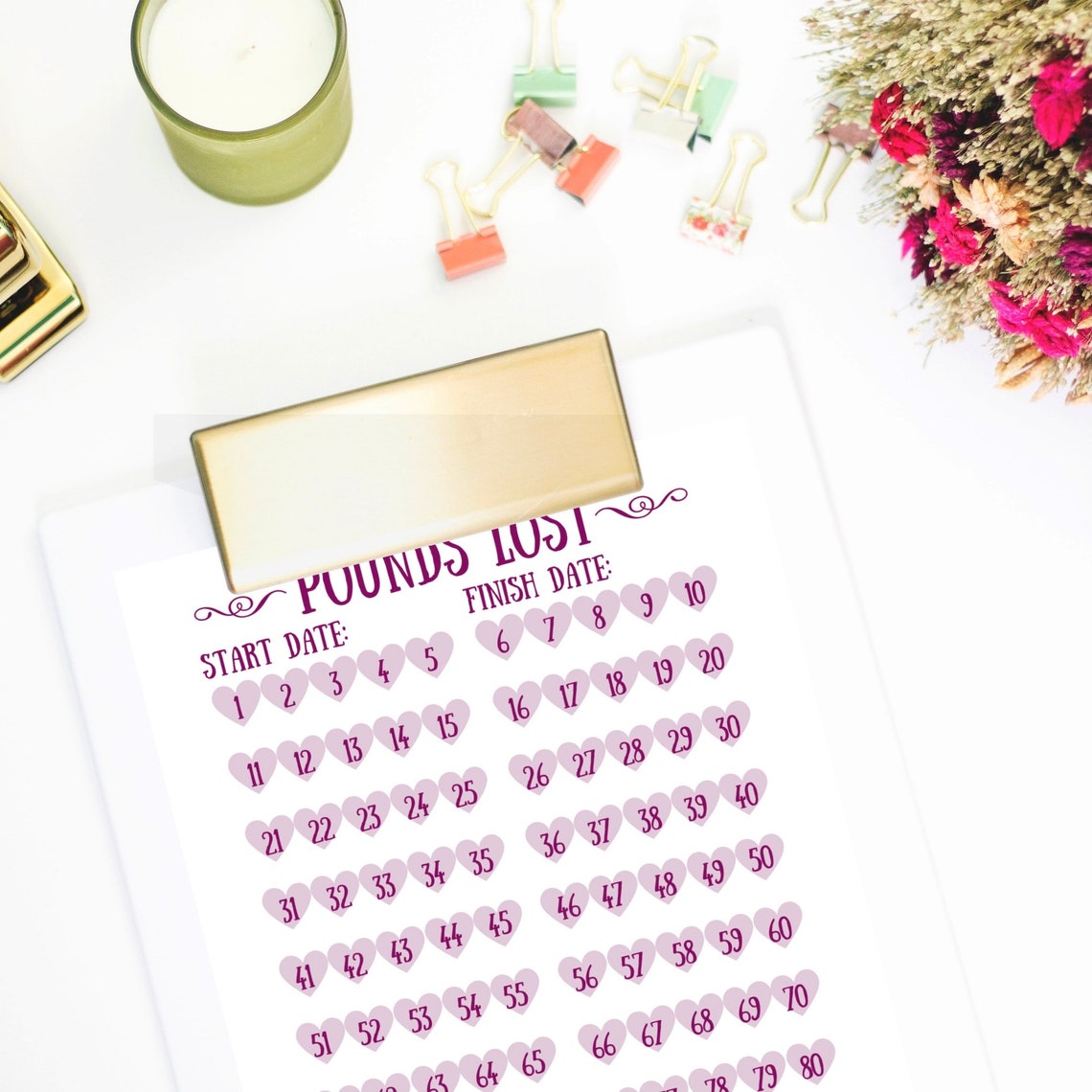 Digital weight loss chart 100 pound weight loss Pdf 100lb | Etsy