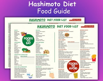 Lista de alimentos para la dieta de Hashimoto para el plan de comidas de la dieta para la tiroides, tabla de alimentos saludables para la tiroiditis, enfermedad de Hashimoto, lista de compras para el hipertiroidismo en PDF