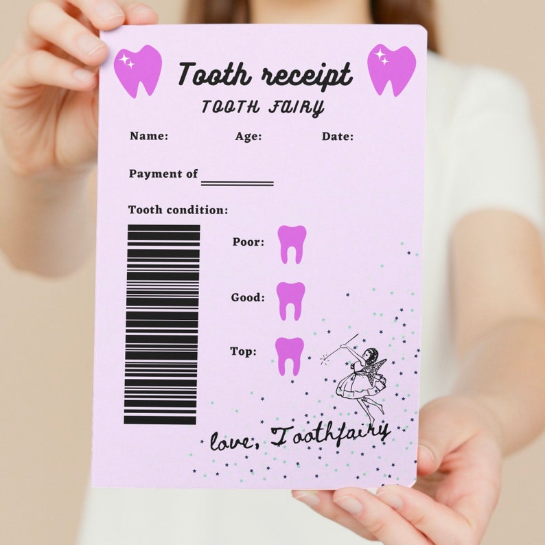 Tooth Fairy Receipts Boy Girl Printable, Tooth Fairy Note Printable ...