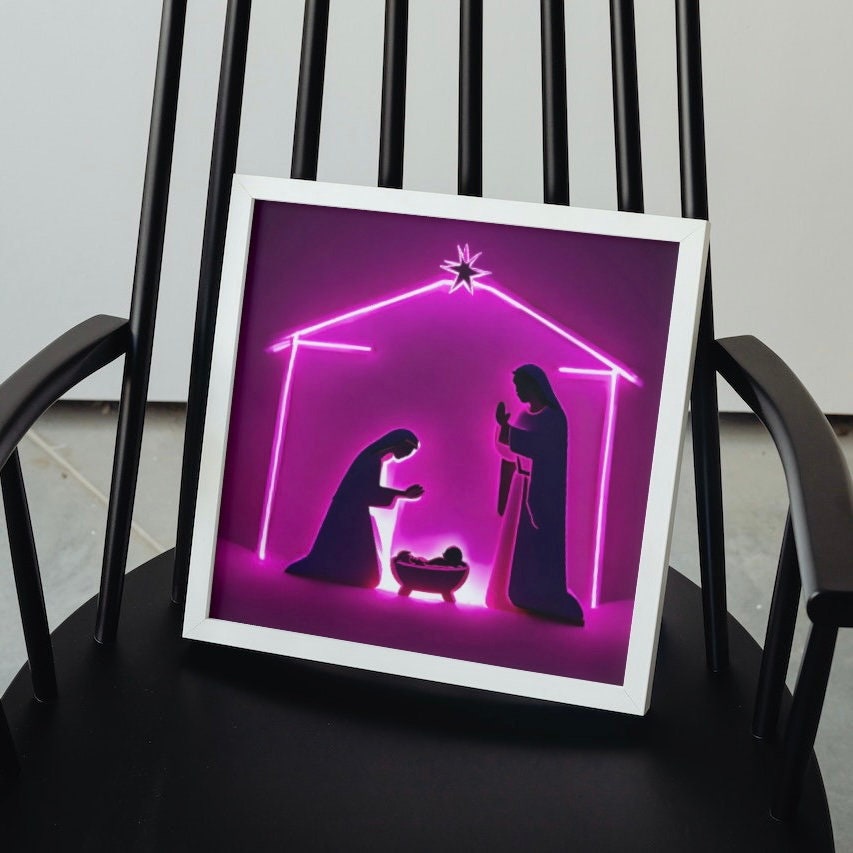 Printable Nativity Scene, Christmas Wall Decor, Christian Wall Art