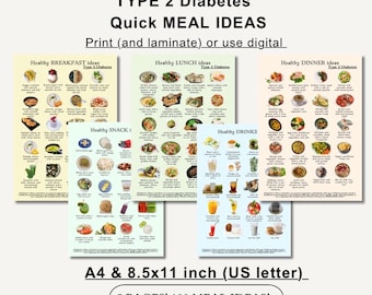 Diabetes Meal Planner: 100 Food Ideas, Grocery List (Digital Download)