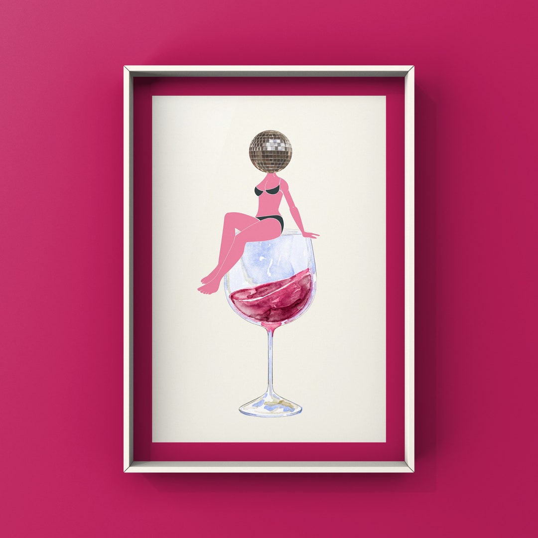 Disco Ball Head Poster Funky Disco 70s Print Retro Wall Art Etsy