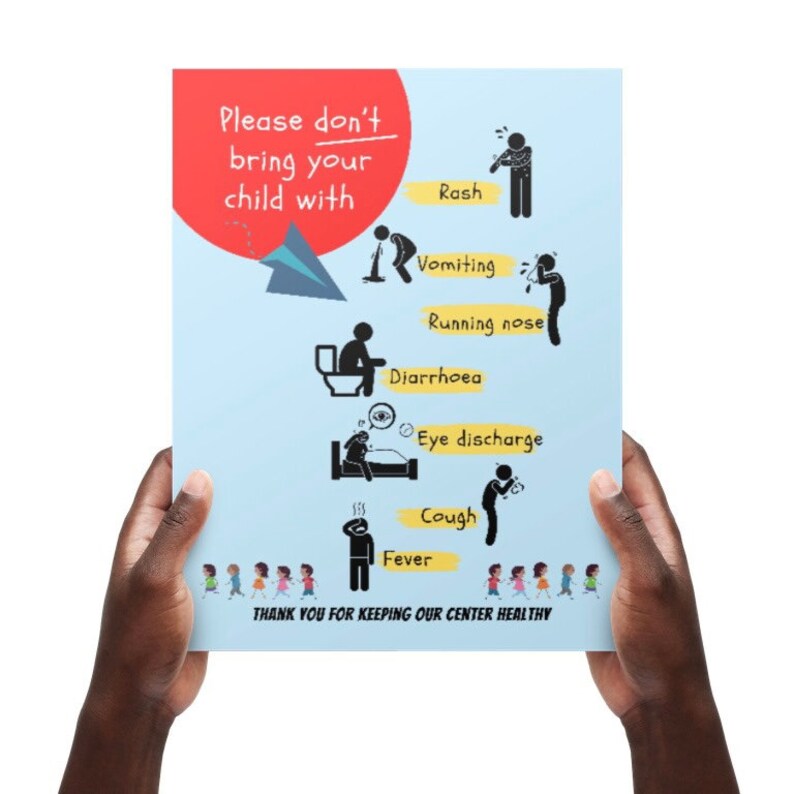 Daycare Sick Policy Poster, Daycare Rules on Sickness, Illness