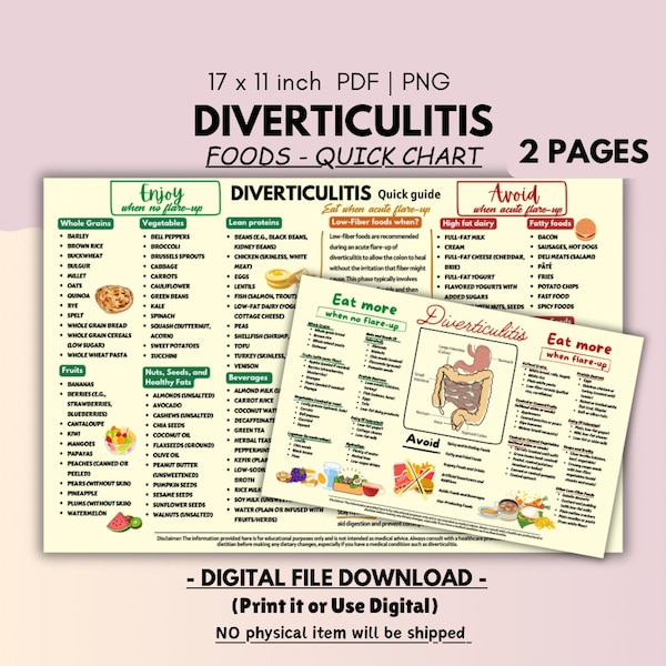 Diverticulosis Food Chart Etsy