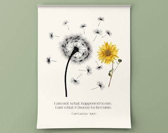 Carl Jung Quote Flower Print: Mental Health Art (Digital Download)