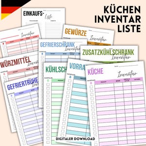Köksinventeringsplanerare på tyska: Skafferi, kyl och frys (A4, Letter PDF)