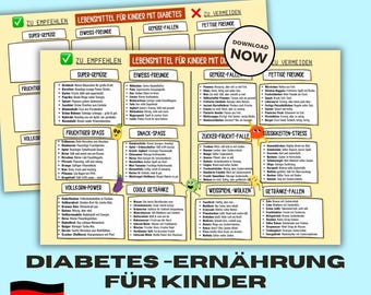 Kids Diabetes Food List: Printable Diet Guide (PDF Download A3/17x11 inch