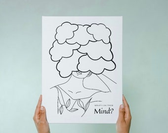 What's On Your Mind Worksheet: Art Therapy Template (PDF, PNG, JPEG)