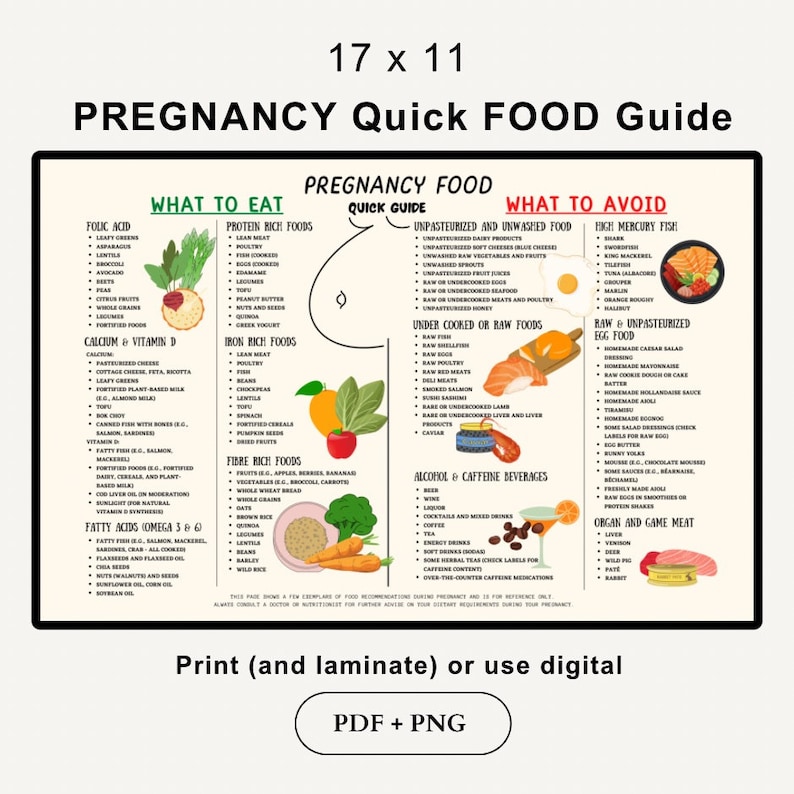 Pregnancy Food List, Pregnancy Sheet Quick Guide, Patient Education ...