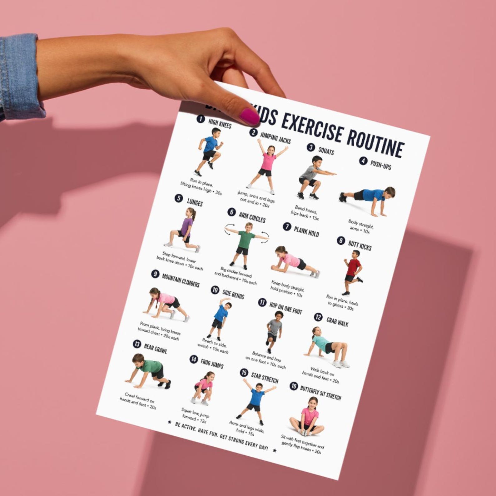 Daily Kids Exercise Routine Printable, Kids Workout Plan, Fun Home ...