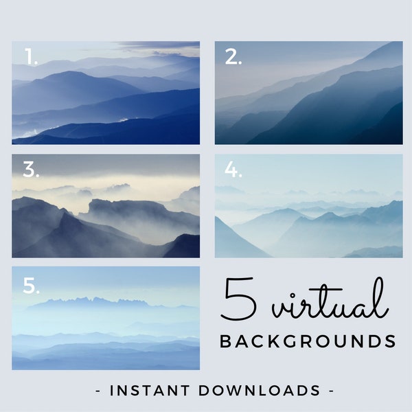 Blue mountains clouds overlays bundle backgrounds photoshop, Zoom backdrop images, Digital landscape backgrounds images instant downloads