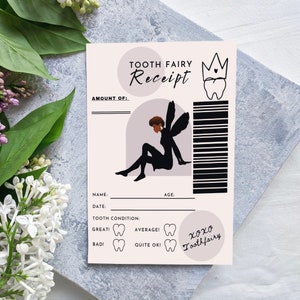 Tooth fairy receipts printable, Tooth fairy note printable, Digital black tooth fairy letter, Toothfairy png, Afro tooth fairy pdf