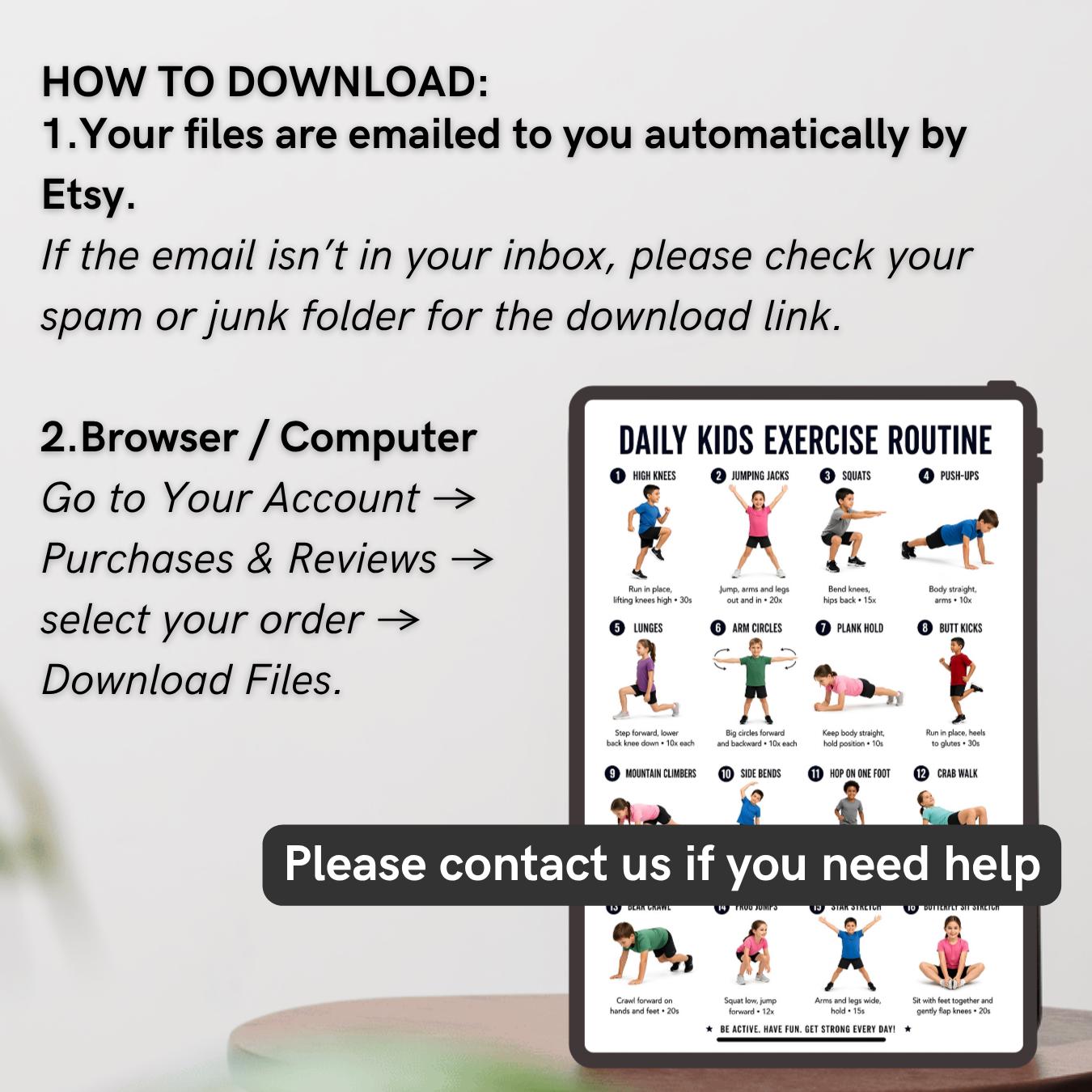 Daily Kids Exercise Routine Daily Kids Exercise Routine Printable, Kids Workout Plan, Fun Home ...