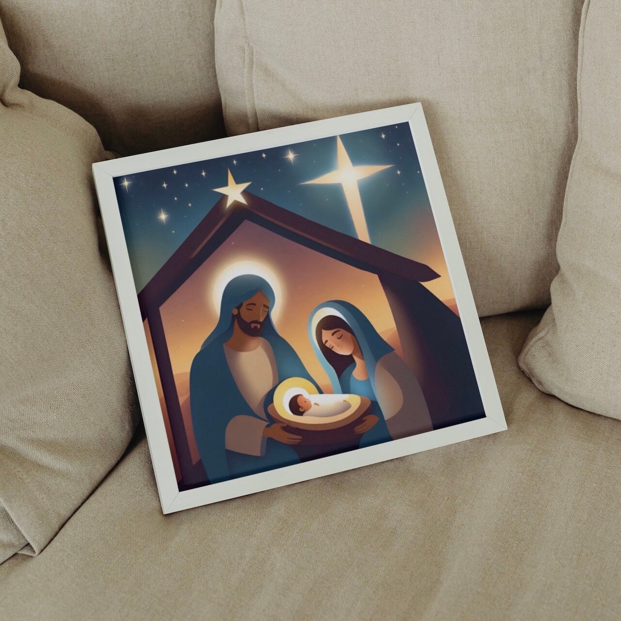 Printable Nativity Scene, Christmas Wall Decor, Christian Wall Art