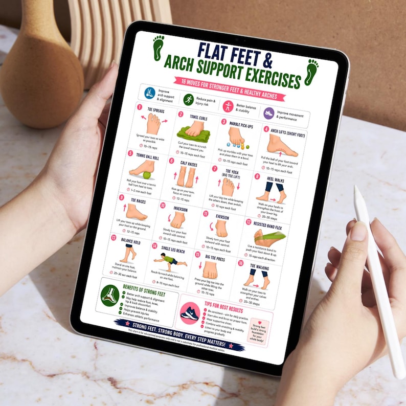 Flat Feet Exercise Chart Printable | Foot Strength & Arch Support ...