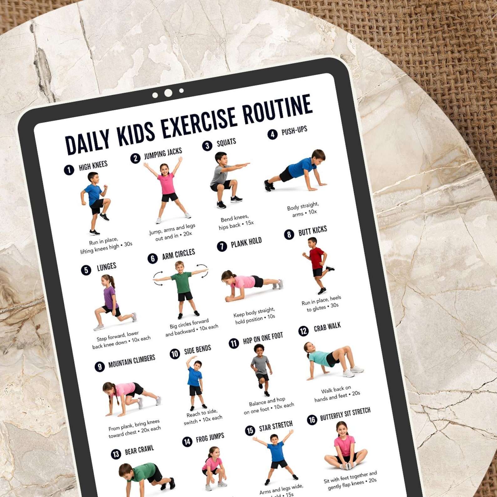 Daily Kids Exercise Routine Daily Kids Exercise Routine Printable, Kids Workout Plan, Fun Home ...