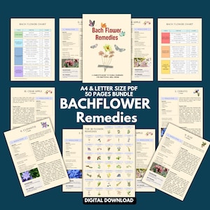 Bach Bloesem Remedies, Poster 38 Bach Bloesem Remedies, Afdrukbare Bach Bloesem, Bloemen Essenties Gids Wandkaart, Digitale Bach Bloesem