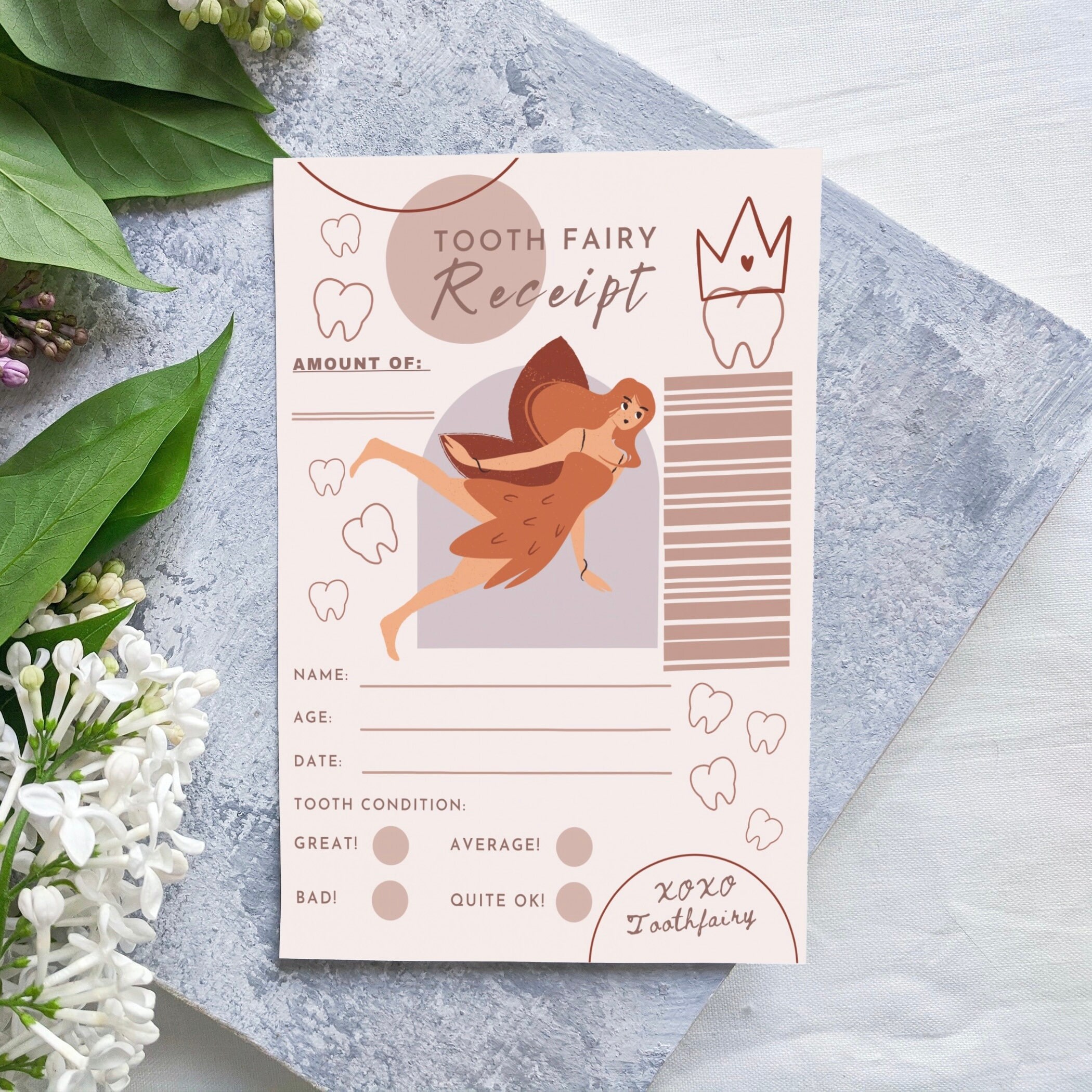 Tooth Fairy Receipts Printable, Tooth Fairy Note Printable, Digital ...