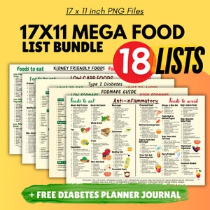 Anti-Inflammatory Diet Food List Bundle: Gut Health, Diabetes (PDF)