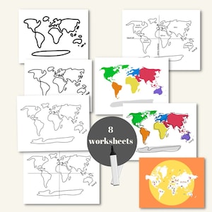 Weltkarte einfache Umrisse, Zyklus 2 Geographie, Weltkarte Umriss Klassenzimmer Aktivitäten, Homeschooling Vorlagen, Aktivitäten Blätter für Kinder