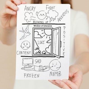Window of tolerance coloring, Distress tolerance, School counsellor, Therapist templates, Self regulation zone prints, Activity sheet