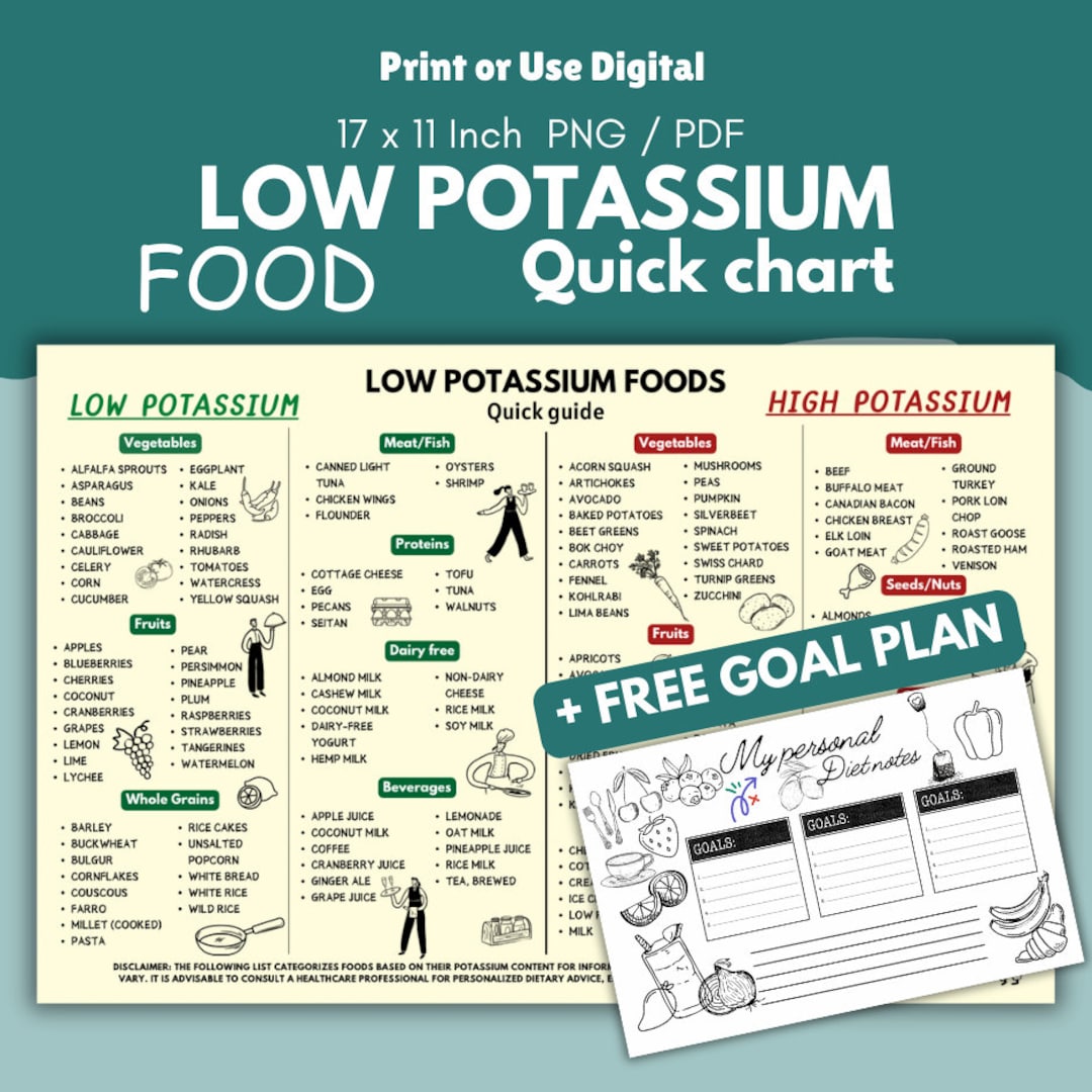 low potassium food list: renal diet guide (digital download