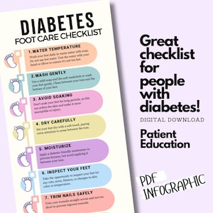 Liste de contrôle pour les soins des pieds diabétiques, guide de soins des pieds diabétiques, carnet de soins des pieds, éducation des patients diabétiques, liste des diabétiques à imprimer pdf