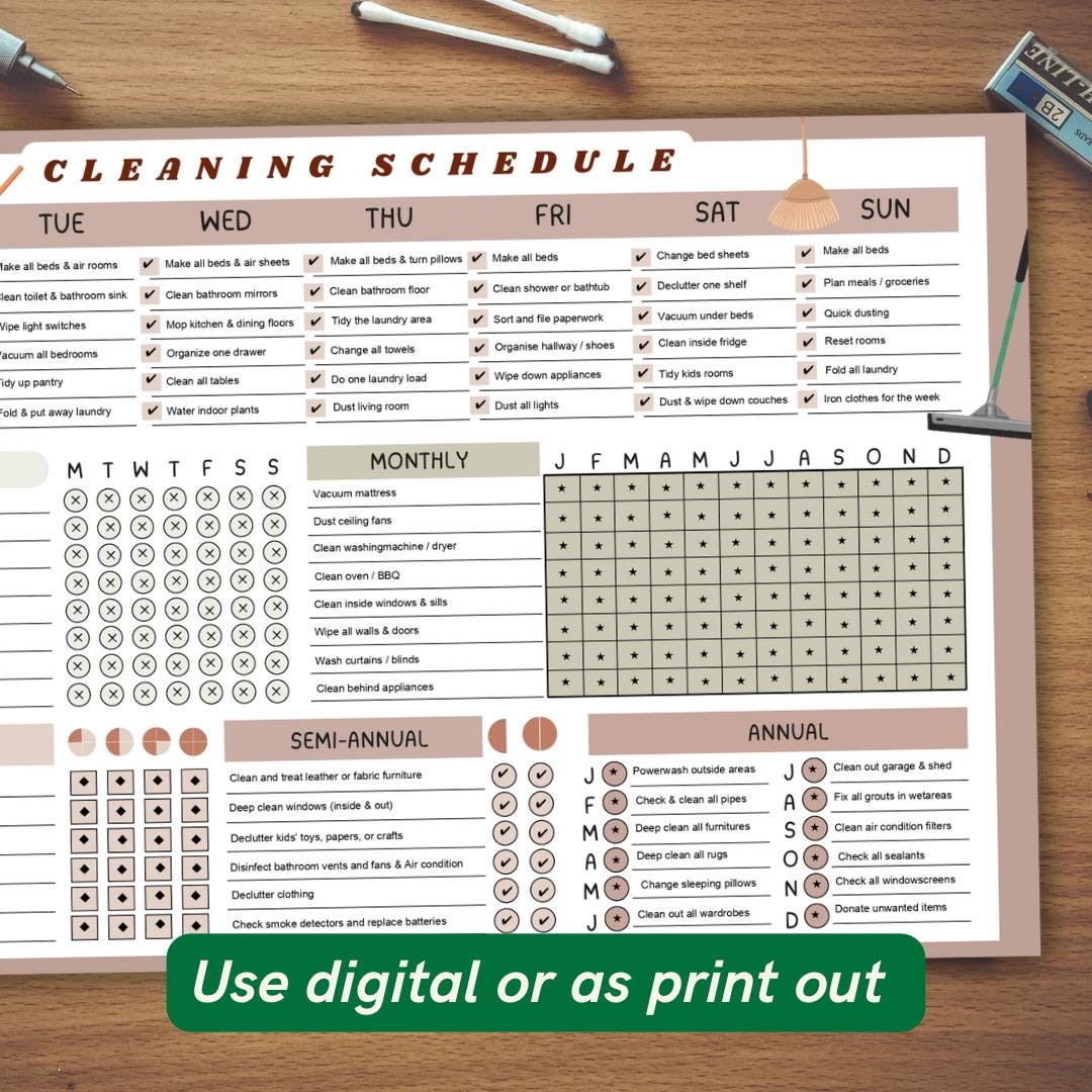 Editable Cleaning Schedule Canva Template: Chores Checklist (digital ...