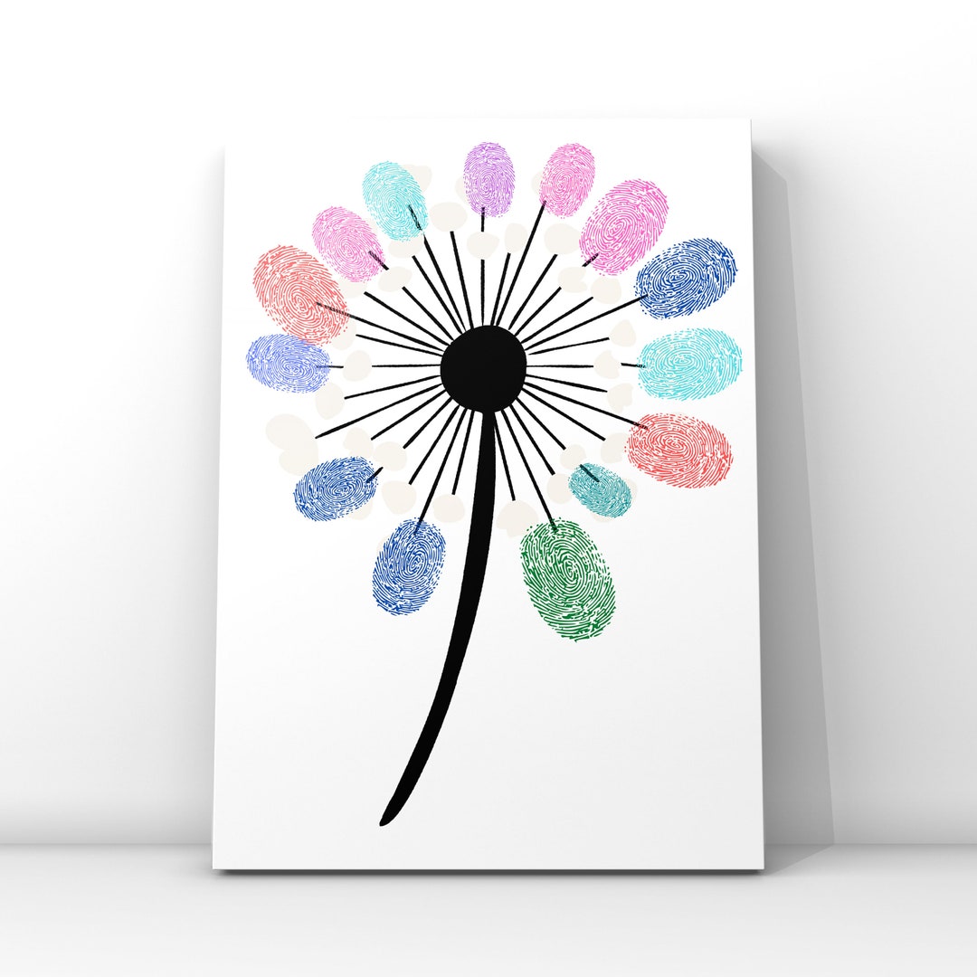 Dandelion Fingerprint Art Teacher Class Gift Fingerprint Etsy
