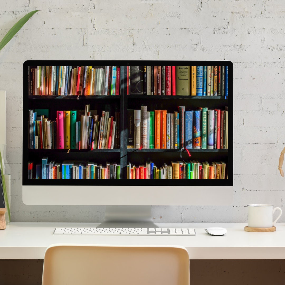 Zoom Background Books Backgrounds Digital Library Backdrop Etsy