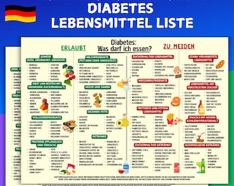 Diabetes Food List: Low Sugar Diet Shopping Guide (PDF, PNG), German Guide