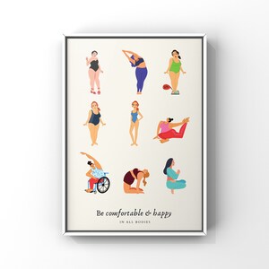 Lámina de arte para terapia de positividad corporal, afirmación para consultorio de consejería, lámina de aceptación y diversidad