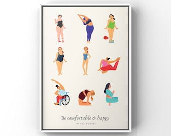 Body Positive Art Therapy Print, Counseling Office Affirmation, Acceptance Diversity Print