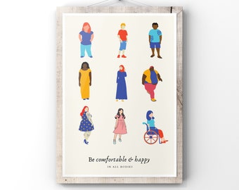 Body Positive Art Print, Diversity Confidence (Digital Download)