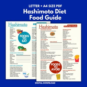 Hashimoto Diet Food List for Thyroid Diet Meal Plan, Thyroiditis Health Food Chart Poster, Hashimoto Disease, Hyperthyroid Grocery List Pdf