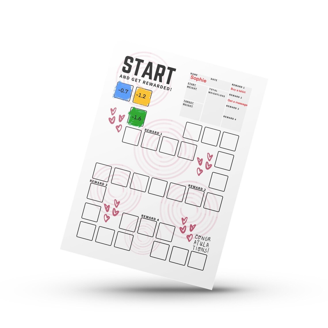 Weight Loss Reward Chart Printable Weight Loss Rewards Chart Etsy