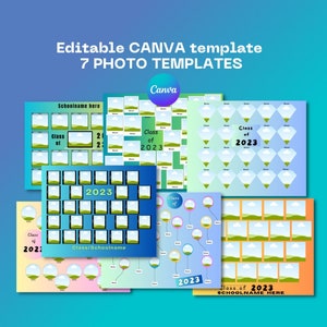 School composite template 8” x 10”, Photo collage Canva template, Graduation gift class of, Memory class photo collage yearly frame bundle