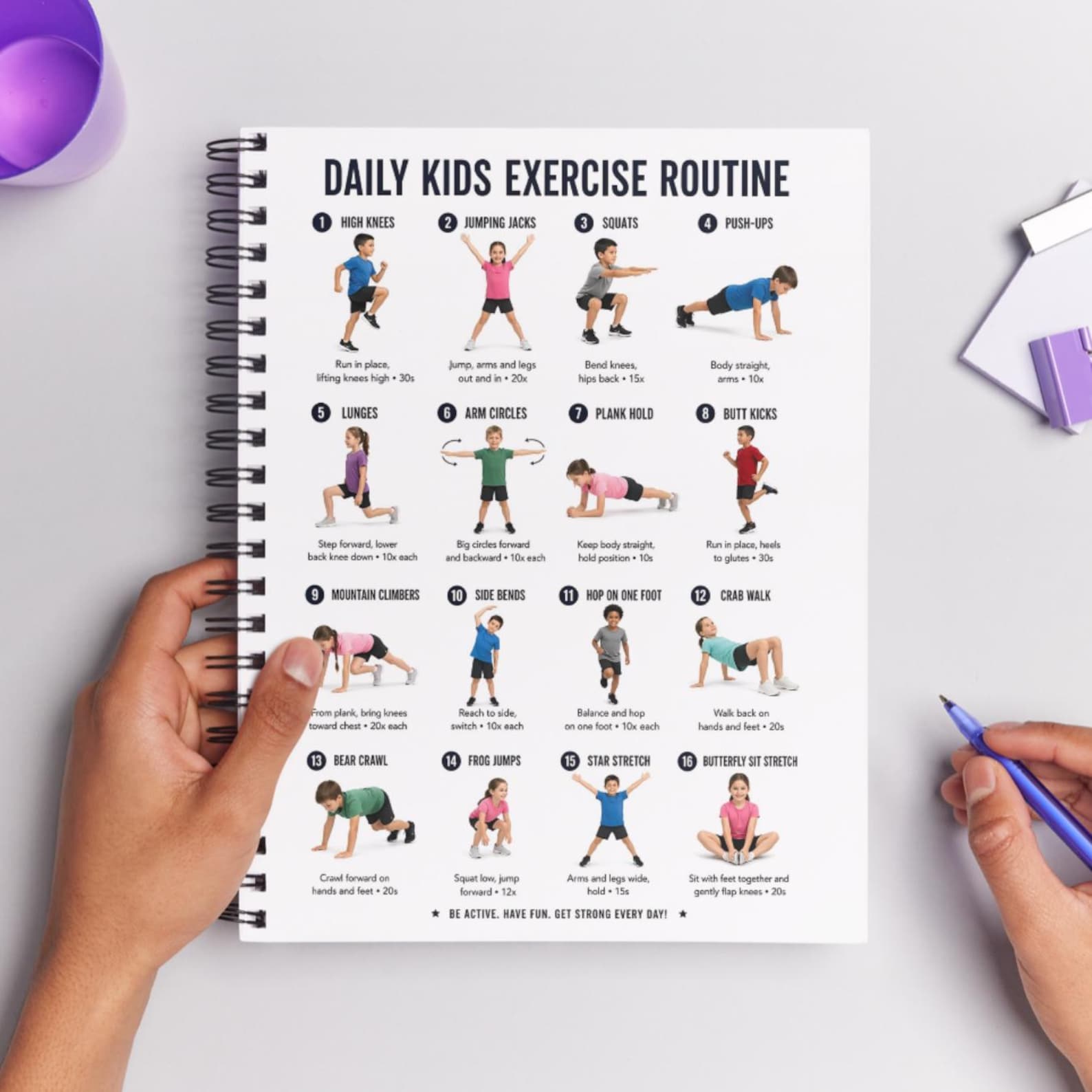 Daily Kids Exercise Routine Daily Kids Exercise Routine Printable, Kids Workout Plan, Fun Home ...