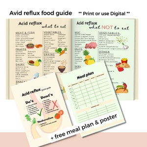 GERD Diet, Food List, Food Chart, Acid Reflux, Heartburn Food Guide, Gastritis Grocery List, Grocery List, Shopping List, Low Acid Food Diet