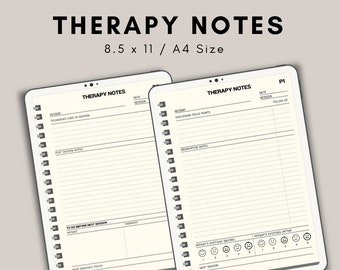 Puede incluir: Dos páginas de notas de terapia imprimibles en blanco y negro. Las páginas están diseñadas para papel de 8,5 x 11 pulgadas o A4. Cada página tiene secciones para información del paciente, puntos de enfoque de la discusión, notas de observación y tareas para antes de la próxima sesión. Las páginas también incluyen una sección para las emociones del paciente antes y después de la sesión.