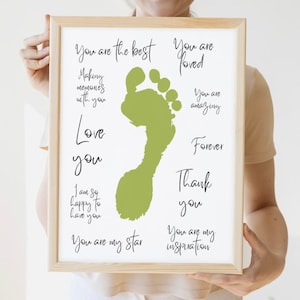 Personalized Footprint Art Print: Grandma, Mom, Dad Gift (Digital Download)