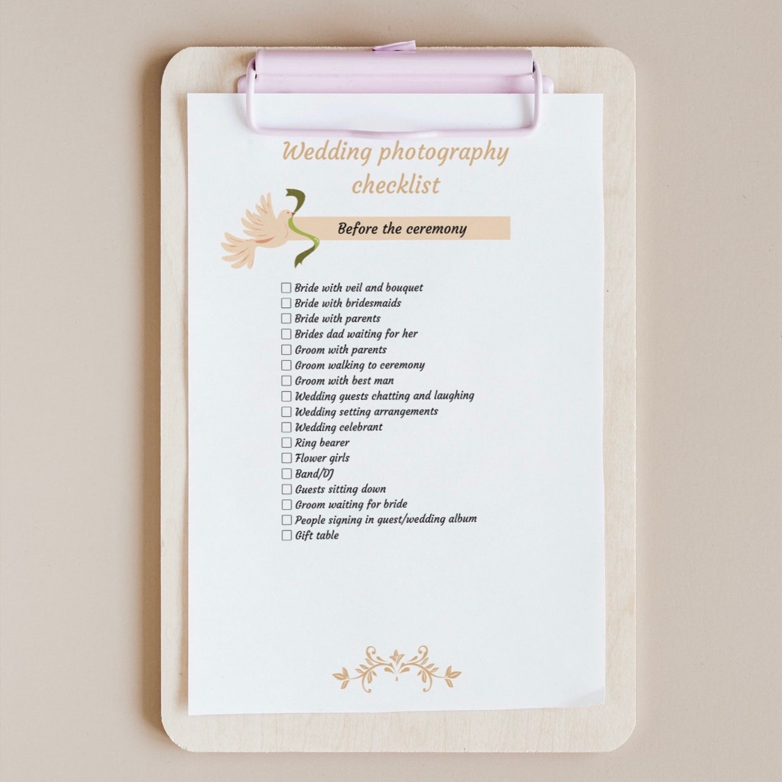 Wedding Photography Checklist Digital Download Pdf - Etsy