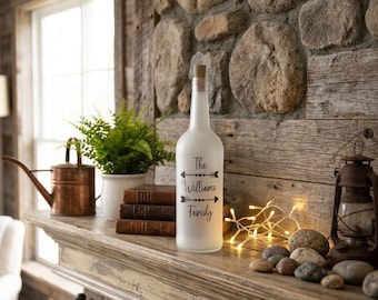 Personalized LED Wine Bottle with Cork, Custom Name Lighted Bottle