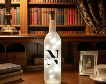 Personalized Lighted Wine Bottle, Custom Name, LED Lights