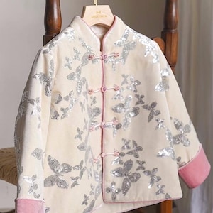 Wintermantel, Handgemachter Mädchen Cheongsam Mantel, Kinder Cheongsam Mantel, Chinesischer Vintage, Chinesischer Stil Kleid, Qipao Kleid,Blumenmädchen Kleid